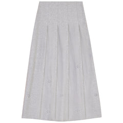 GEM 2PC TURTLENECK WITH BROOCH WITH EMBELLISHED WOOL PLEATED SKIRT
