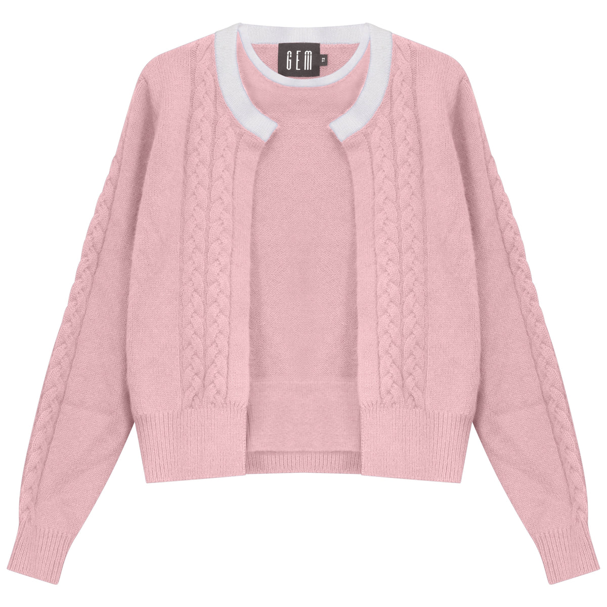 GEM 2PC MOHAIR CABLE SWEATER SET