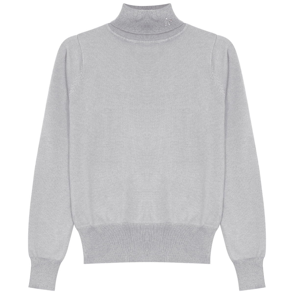 GEM 2PC TURTLENECK WITH BROOCH WITH EMBELLISHED WOOL PLEATED SKIRT