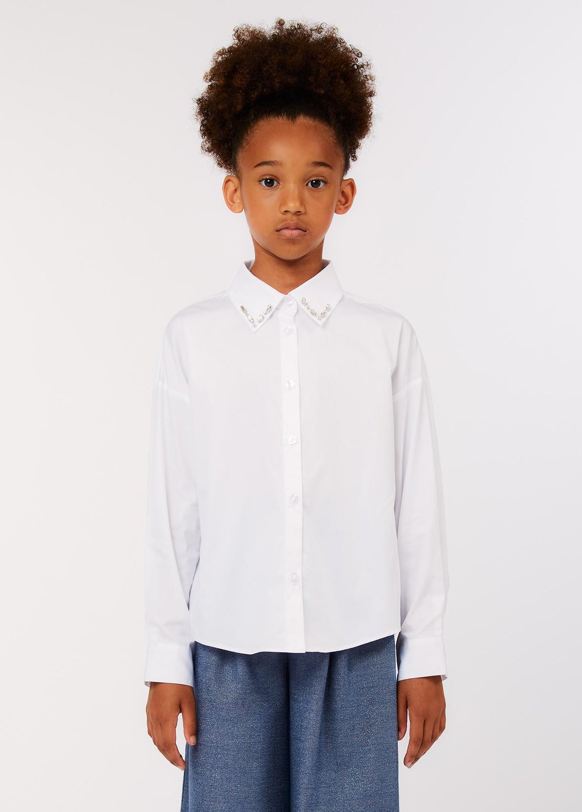 LIU-JO RHINESTONE COLLAR BLOUSE