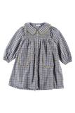 LOUD APPAREL "WISH"BUTTON FRONT SHIRRED CHECKED DRESS