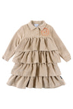 LOUD APPAREL "DAFFODIL" LOGO FACE PRINT TIERED CORDUROY DRESS