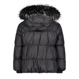 SCOTCH BONNET BLACK & WHITE TIPS FUR HOODED DRAWSTRING PUFFER