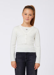 LIU-JO 2 IN 1 SET RIBBED RHINESTONE KNIT CARDIGAN WITH SHIRT