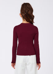 LIU-JO LONG SLEEVE RIBBED TURTLENECK TOP