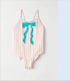 IL GUFO STRIPED W/BIG FRONT BOW GRAPHIC BATHING SUIT