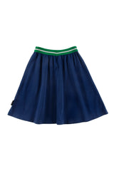 LOUD APPAREL 2PC "SORRENTO" UMBRELLA EMBROIDERED LOGO PATCH T-SHIRT WITH "LIMONCELLO" STRIPE ELASTIC WAIST SKIRT