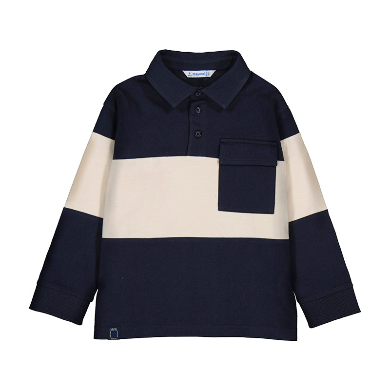MAYORAL LONG SLEEVE STRIPE POCKET POLO