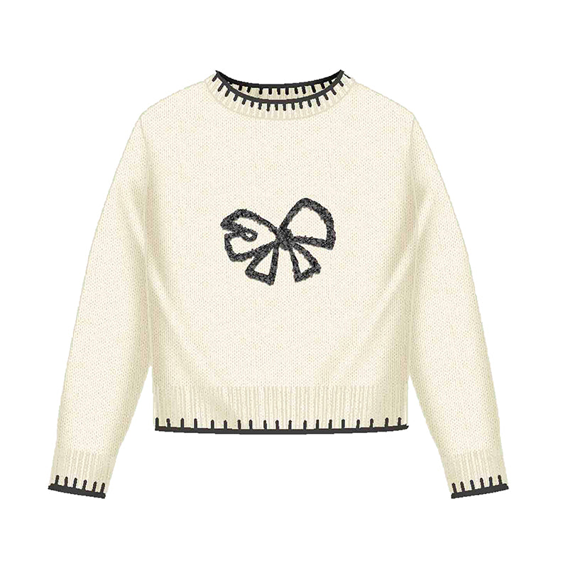 MAYORAL KNIT TRIM SWEATER WITH BOW DETAIL
