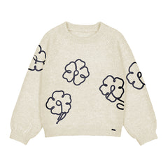 MAYORAL FLOWER APPLIQUE KNIT SWEATER