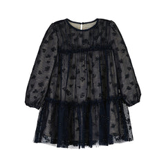 MAYORAL LONG SLEEVE TUELLE FLOWER PRINT DRESS
