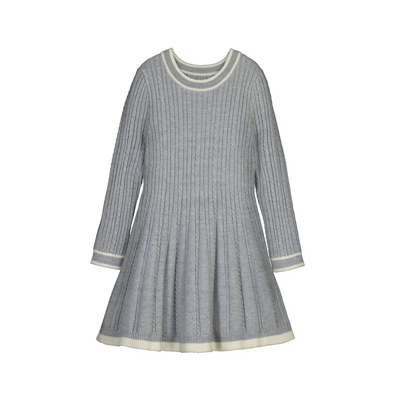 MAYORAL LONG SLEEVE KNIT TRIM DRESS
