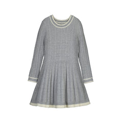 MAYORAL LONG SLEEVE KNIT TRIM DRESS