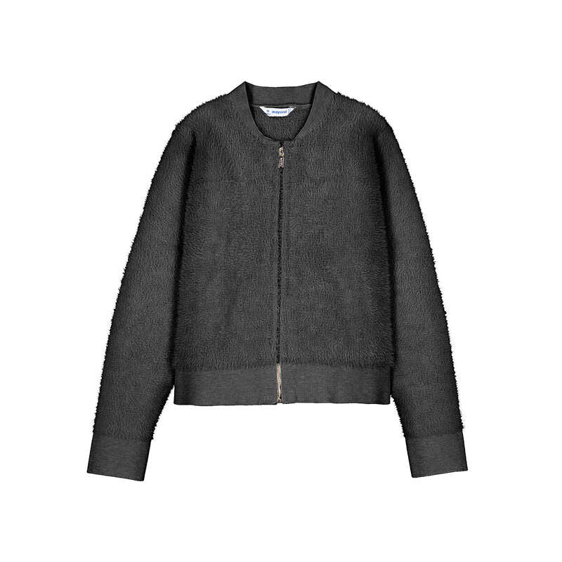 MAYORAL FURRY KNIT ZIP UP SWEATER