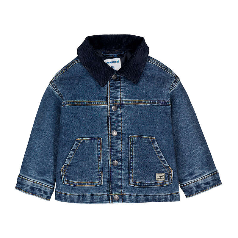 MAYORAL SOFT DENIM SNAP CORDUROY COLLAR JACKET