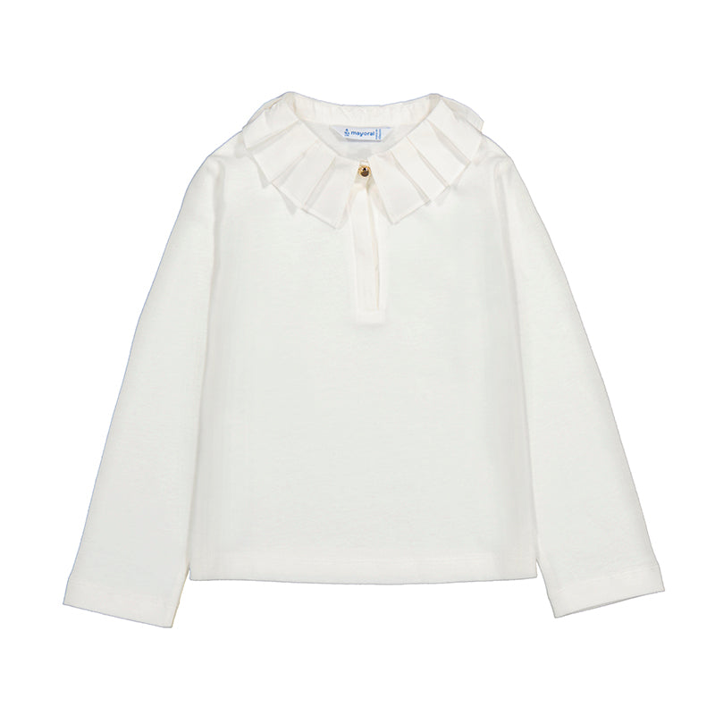 MAYORAL LONG SLEEVE PLEATED COLLAR SHIRT