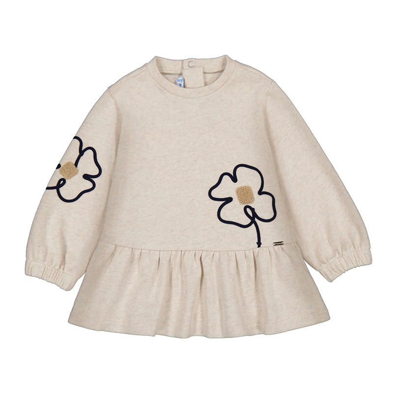 MAYORAL LONG SLEEVE LOW WAIST FLOWER DETAIL DRESS