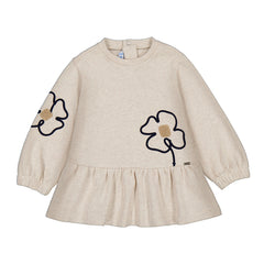 MAYORAL LONG SLEEVE LOW WAIST FLOWER DETAIL DRESS