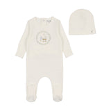 BEE & DEE 2PC GINGHAM CRADLE FOOTIE + BEANIE SET