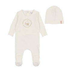 BEE & DEE 2PC GINGHAM CRADLE FOOTIE + BEANIE SET