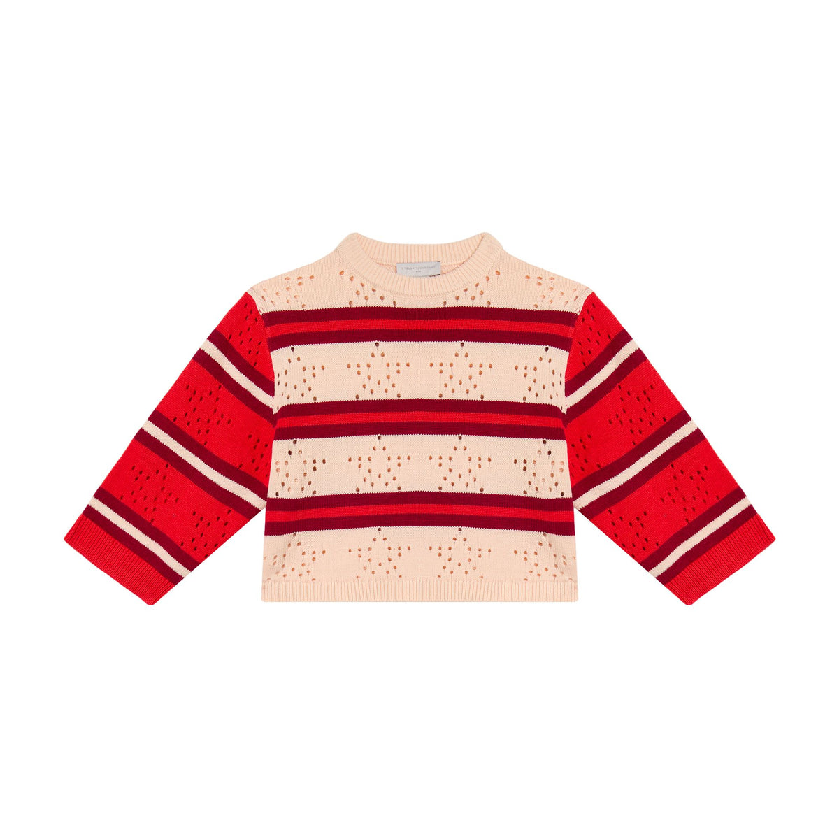 STELLA MCCARTNEY STAR EYELET KNIT STRIPE SWEATER