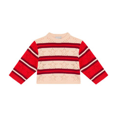 STELLA MCCARTNEY STAR EYELET KNIT STRIPE SWEATER