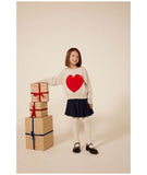 PETIT BATEAU KNIT SWEATER WITH HEART GRAPHIC