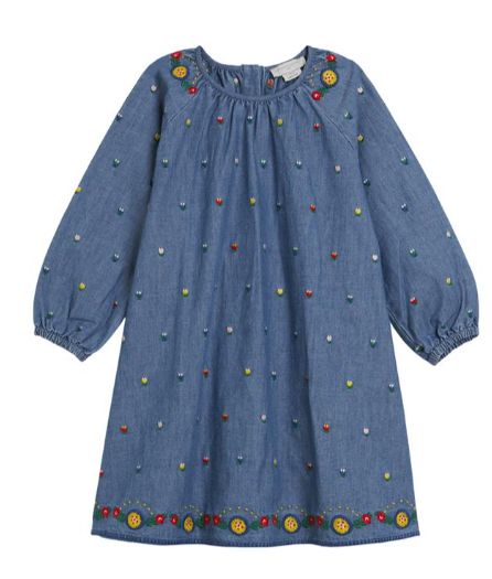 STELLA MCCARTNEY LONG SLEEVE CHAMBRA TULIP EMBRO. DRESS