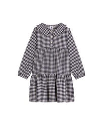 PETIT BATEAU LONG SLEEVE CHECK DRESS WITH PETER PAN COLLAR