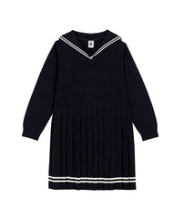 PETIT BATEAU LONG SLEEVE KNIT SAILOR COLLAR DRESS