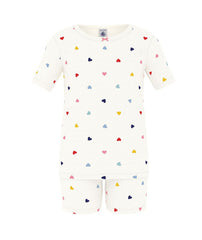 PETIT BATEAU SHORT SLEEVE SHIRT AND SHORT WITH MULTICOLOR HEARTS LOUNGEWEAR