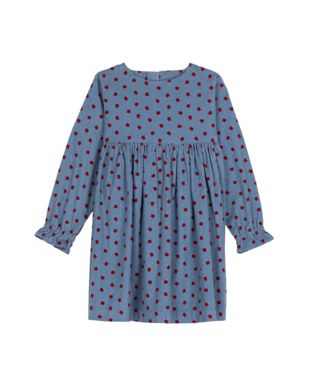 PETIT BATEAU LONG SLEEVE CORDUROY APLLE PRINT DRESS