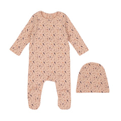 MINILABEL 2PC WILLOW PRINT FOOTIE WITH BEANIE SET