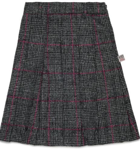 N.21 CHECK PLAID PLEATED SKIRT