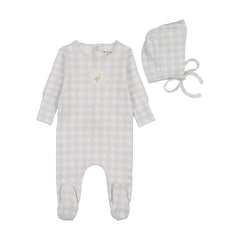 BEE & DEE 2PC GOOSE ON PLAID FOOTIE WITH BONNET SET