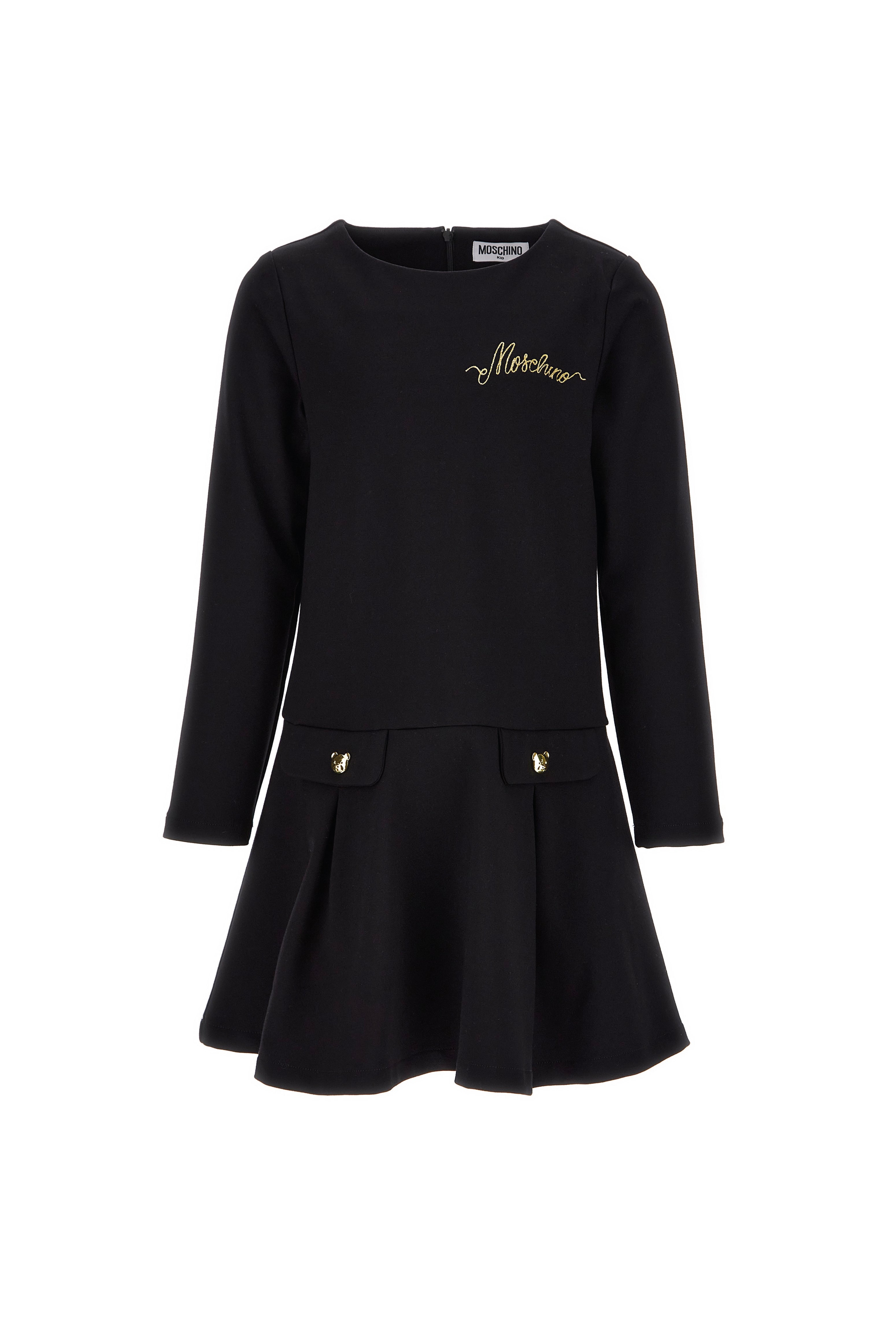 MOSCHINO LS DRESS WITH BEAR BUTTONS ON POCKETS
