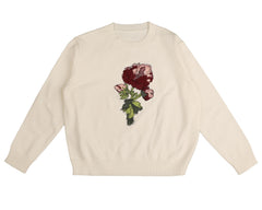 HEV LONG SLEEVE ROSE AND SCRIBBLE EMBROIDERY KNIT SWEATER