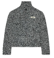 N.21 HALF BUTTONED FUNNEL NECK SPECKLED KNIT SWEATER