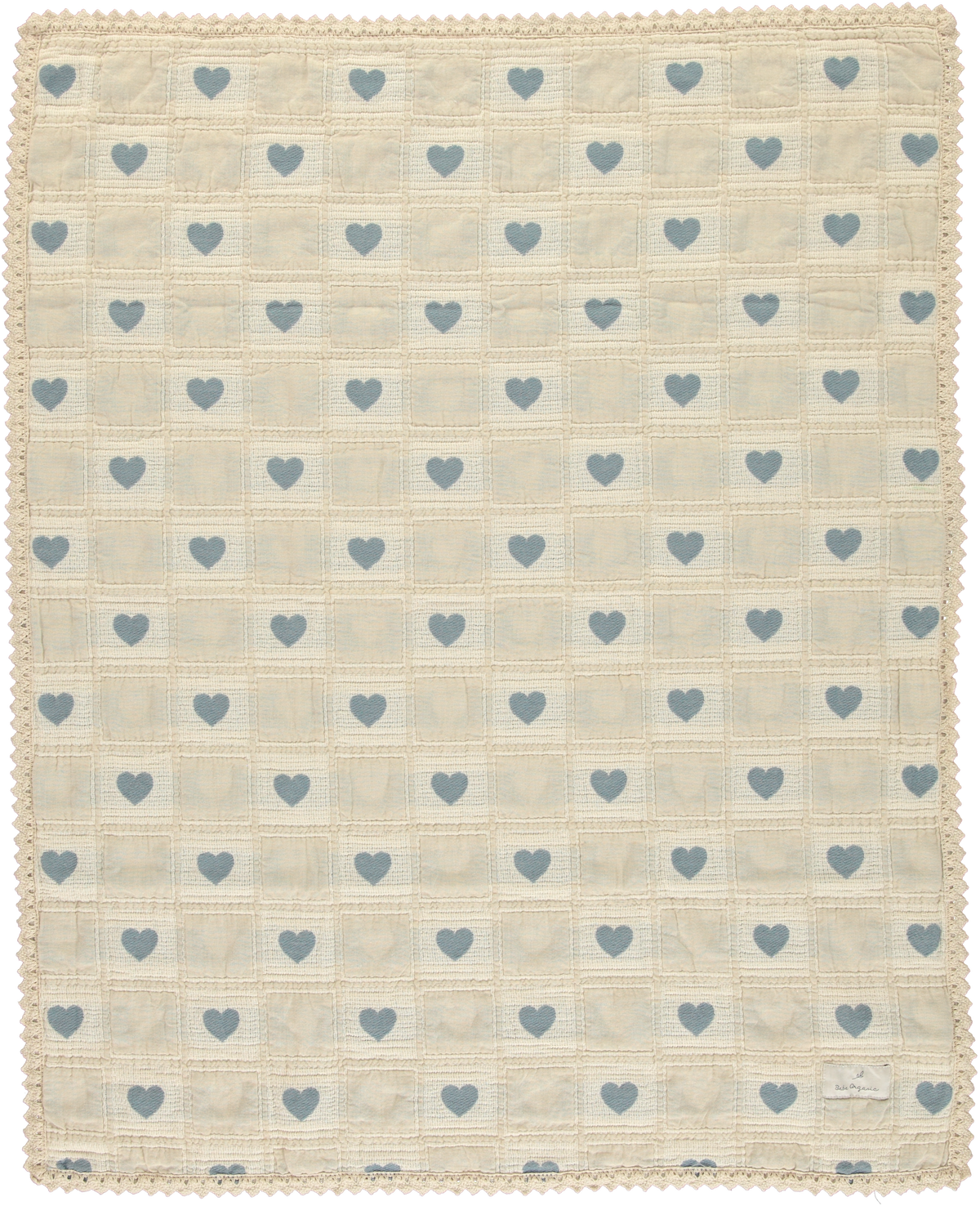 BEBE ORGANIC HEART PRINT PATCHWORK BLANKET