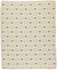 BEBE ORGANIC HEART PRINT PATCHWORK BLANKET