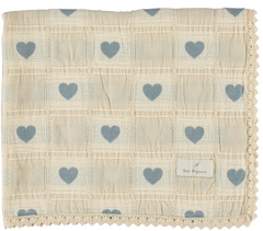 BEBE ORGANIC HEART PRINT PATCHWORK BLANKET