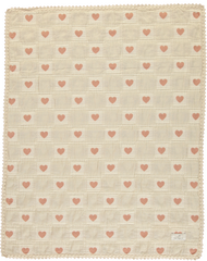BEBE ORGANIC HEART PRINT PATCHWORK BLANKET