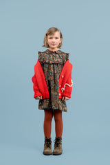 PAADE MODE PENELOPE COLLAR AND RUFFLED BIB FRONT FLORAL DRESS