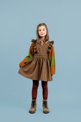 PAADE MODE ELLIS WOOL CHECKED RUFFLE STRAPS PINAFORE JUMPER