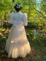 ZOE TONE ON TONE POLKA DOT RUFFLE BOTTOM TULLE GOWN