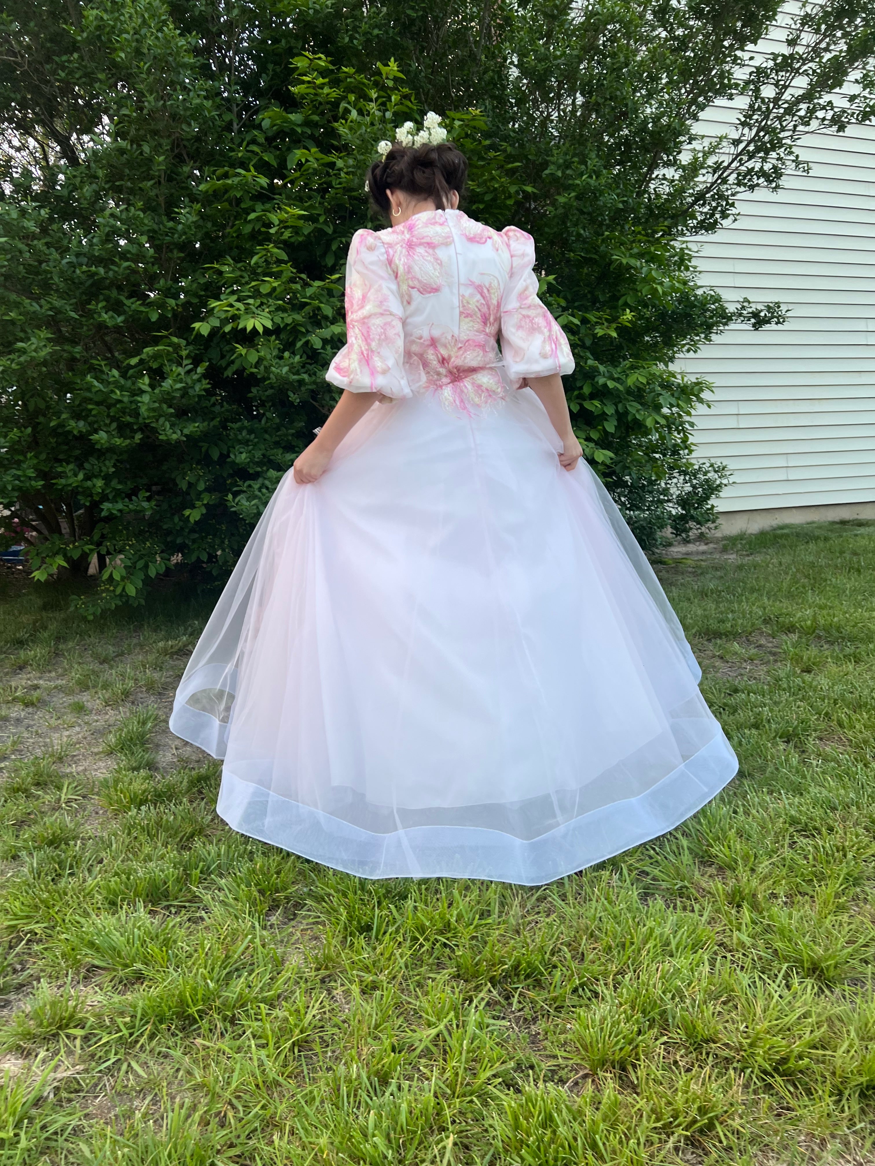 ZOE 3/4 SLEEVE EMBROIDERED FLOWER TULLE GOWN Little Women Too ZOE 3/4 SLEEVE EMBROIDERED FLOWER TULLE GOWN Little Women Too