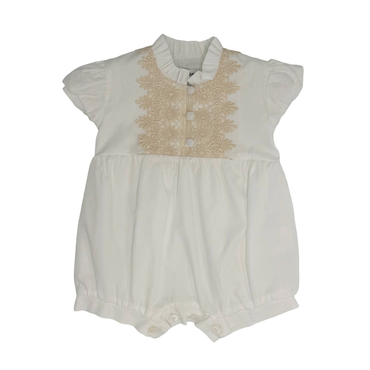 JESURUM PICCOLA CELESTE ROMPER LACE BIB WITH BUTTON