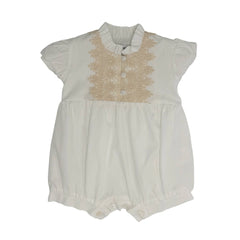 JESURUM PICCOLA CELESTE ROMPER LACE BIB WITH BUTTON