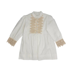 JESURUM CELESTE LACE BIB BUTTON DRESS WITH LACE TRIM BY SLEEVE