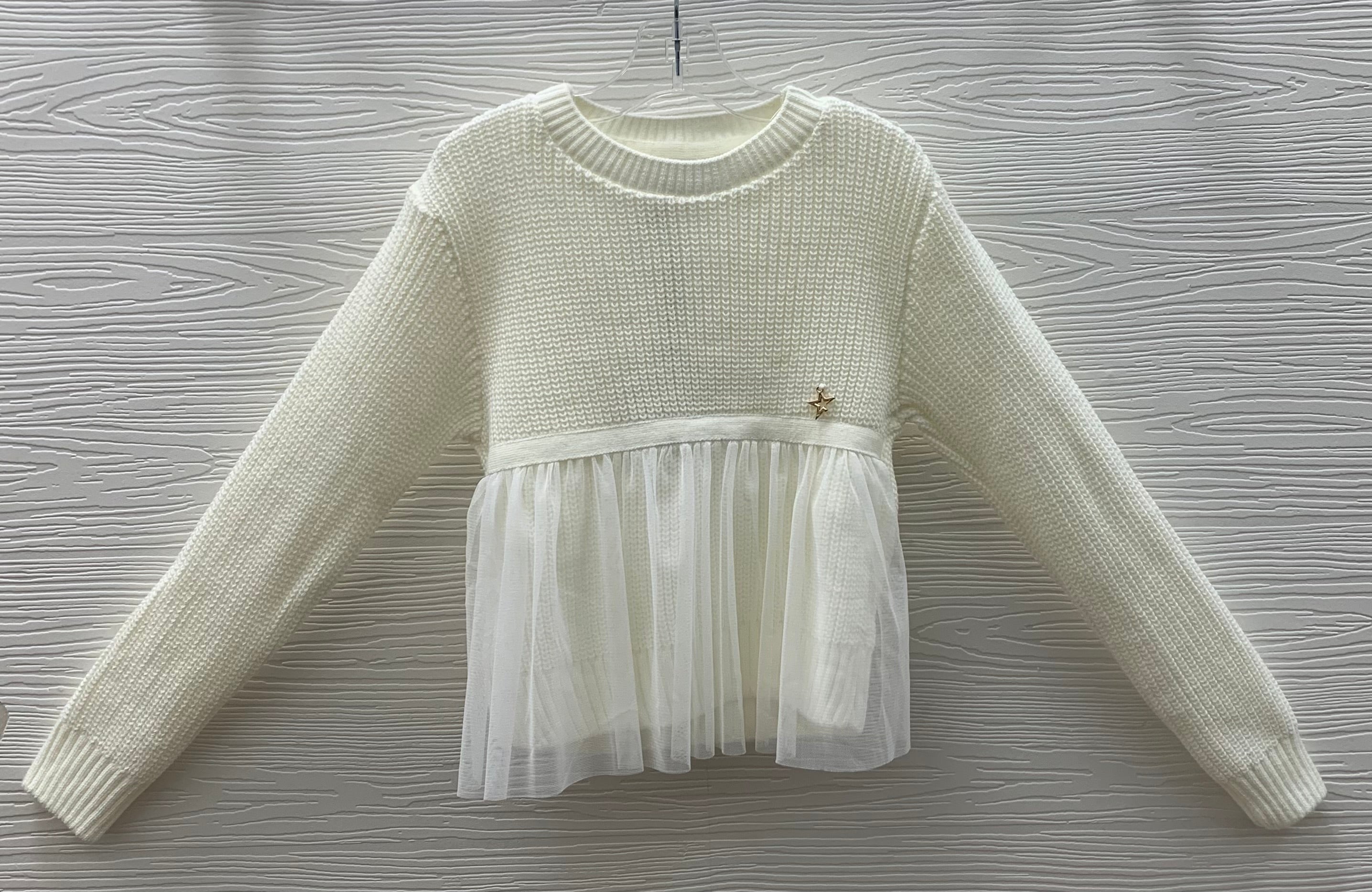 NAIDA TULLE ACCENT KNIT TOP